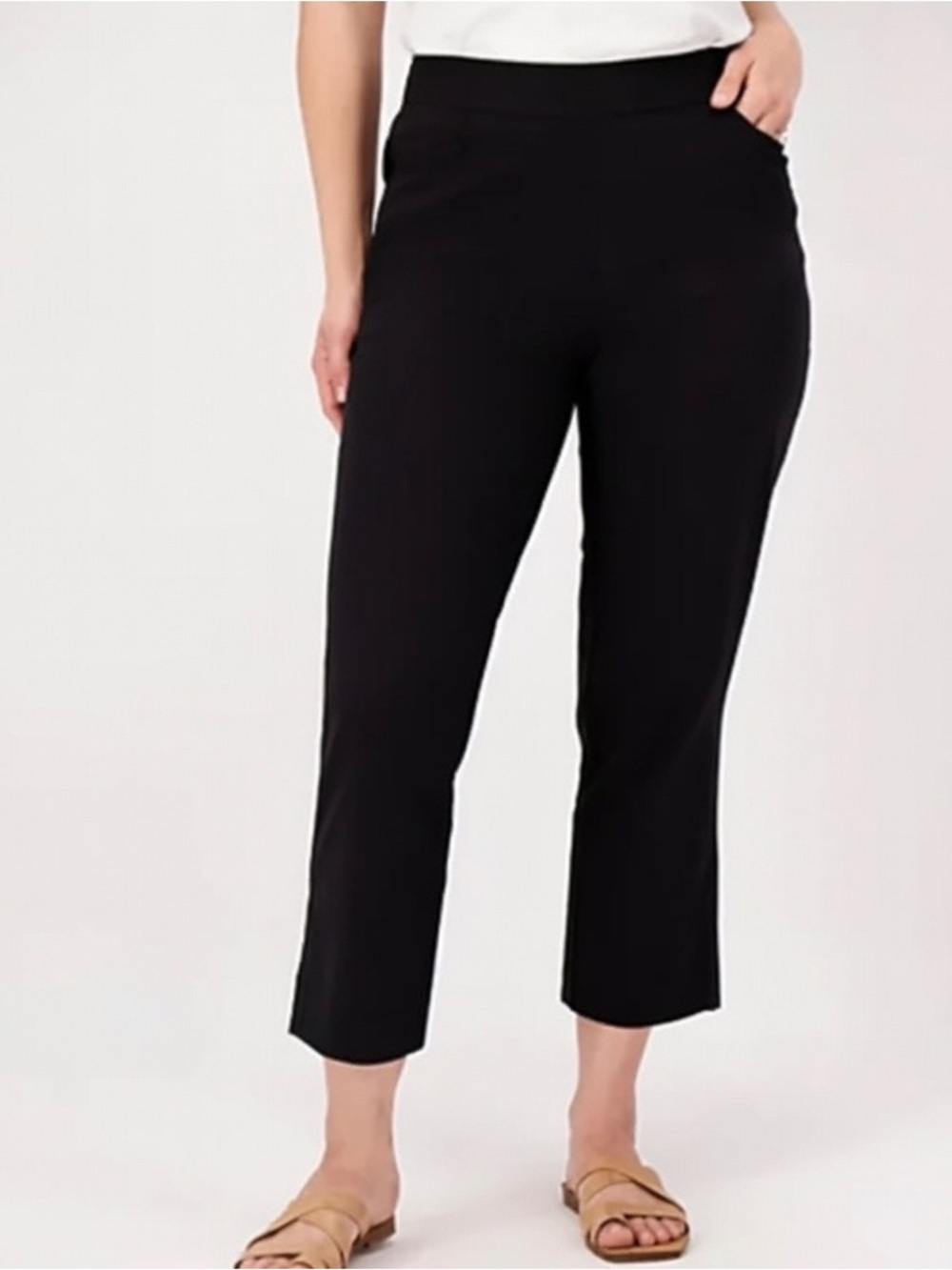 New QVC Isaac Mizrahi Womens Black Crop Casual Pants / Size 6